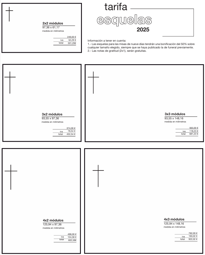 Tarifas de esquelas en Diario Córdoba 2025 (1)